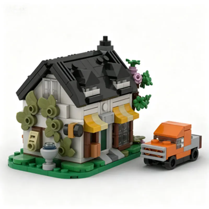 

Creative Mini Villa Street Scene House Model with Car and Garden Small Particle Assembly Building Blocks Educational Toy 312pcs