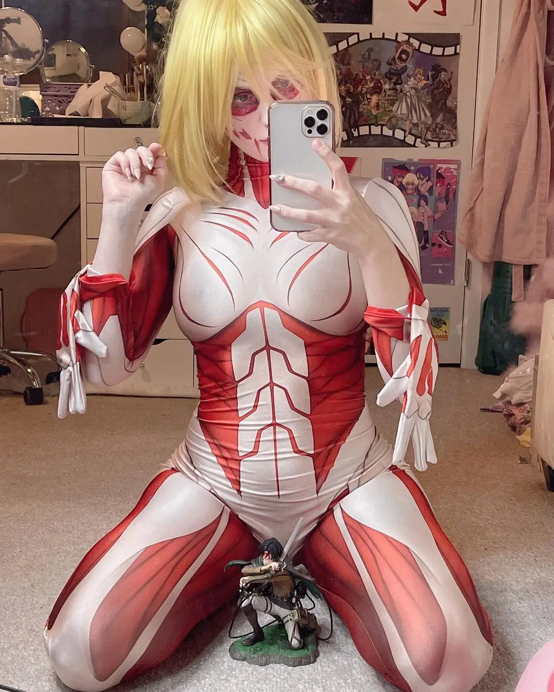 Halloween Annie Leonhardt Female Titan Cosplay Costumes Attack on Titan Female Zentai Bodysuit