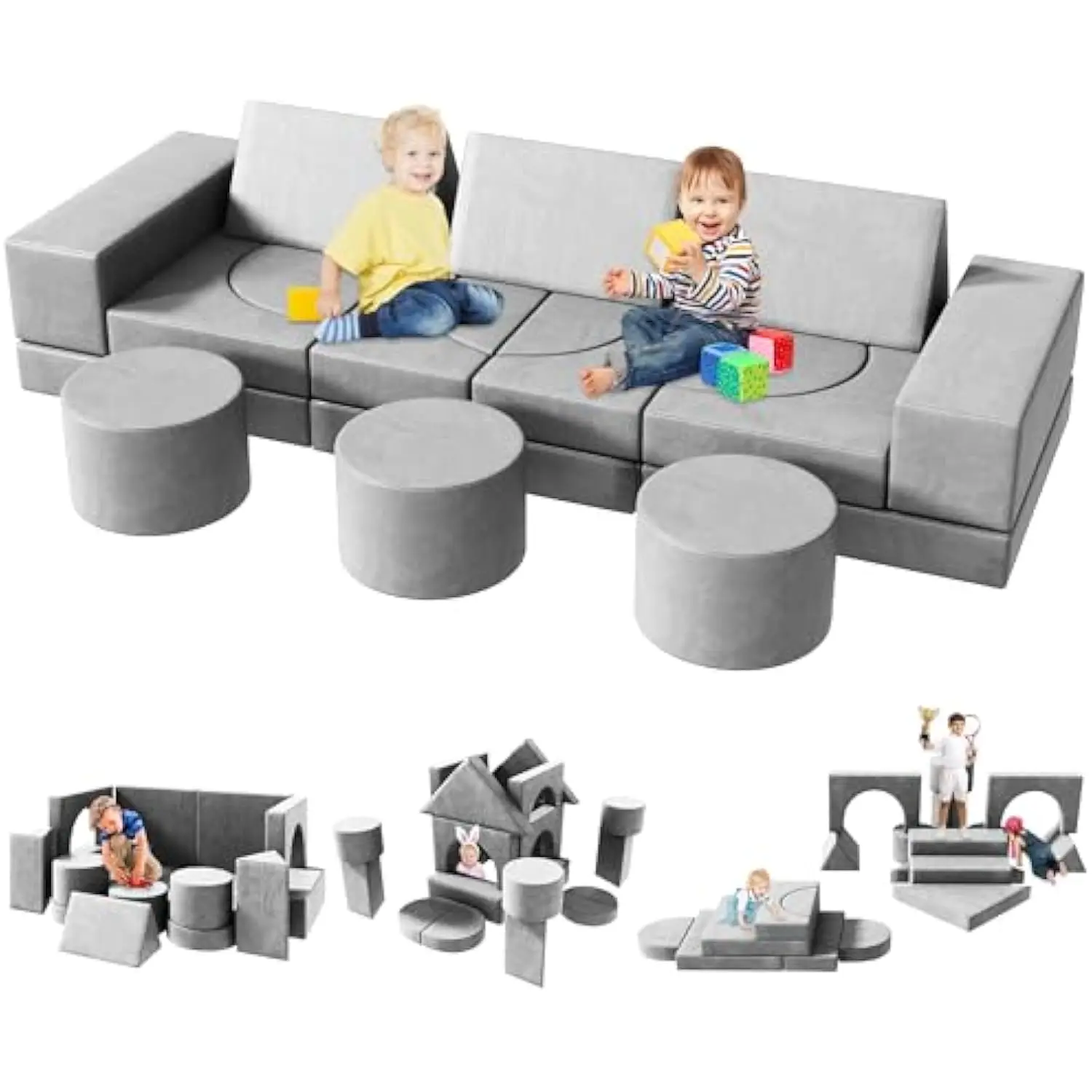 

Modular Kids Play Couch, 20PCS Kids Modular Couch for 4 Kids, Kids Couch for Playroom, Modular Kids Couch for Boys and Girls, M