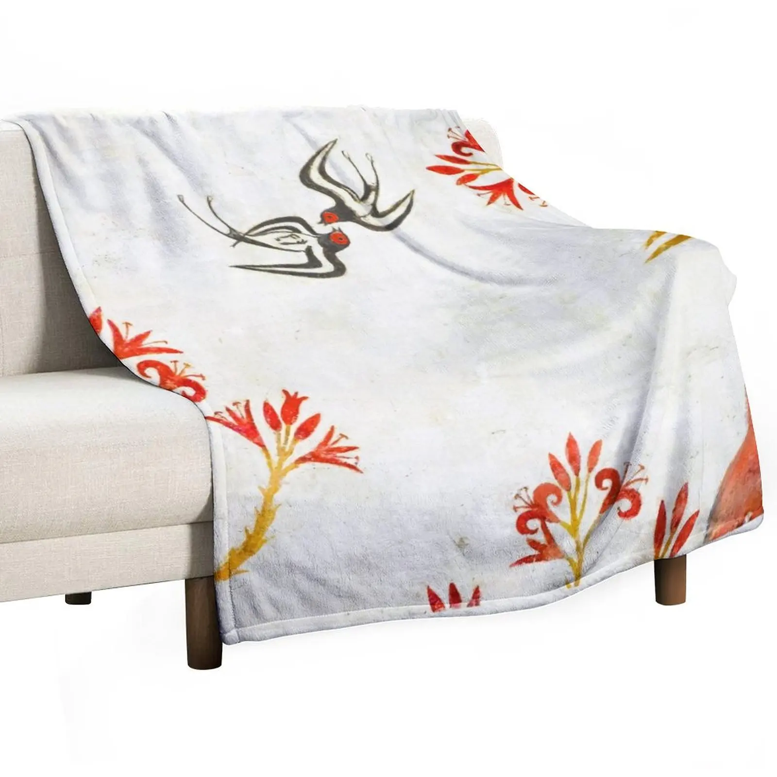 Spring fesco - ancient Minoan art from Akrotiri Santorini. Digitally restored artwork. Throw Blanket Cute Soft Plaid Blankets