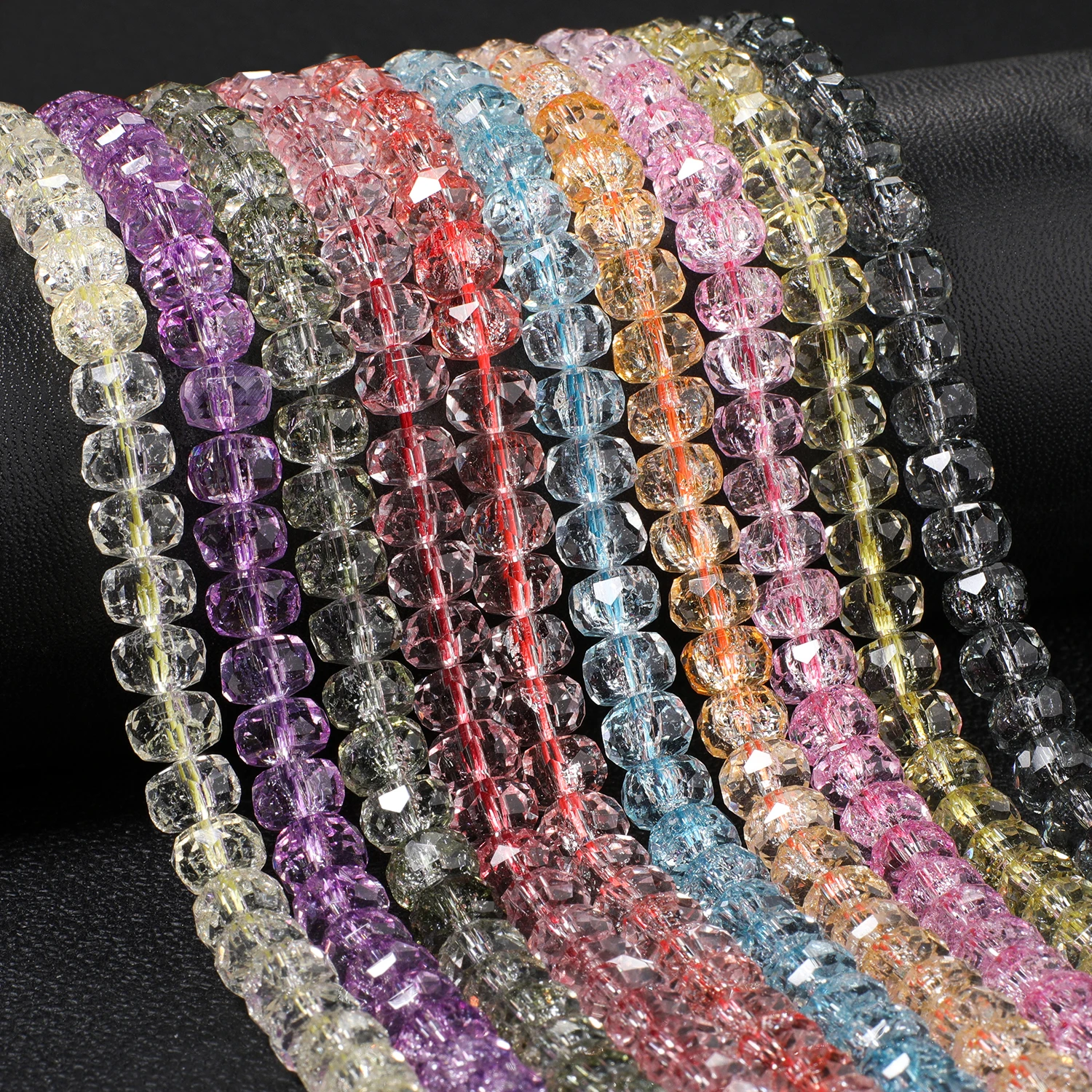 8x5mm Half Plating Muiticolor Faceted Wheel Crystal Quartz Beads AB Color Transparent Glass Beads for DIY Bracelet Necklace
