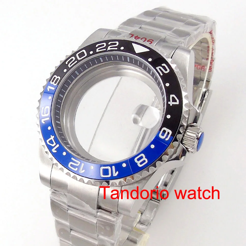 10ATM 40MM Silver Watch Case Chapter Ring Fit NH34 NH35A NH36A ETA 2824 120 Clicks Rotating Bezel Sapphire Crystal