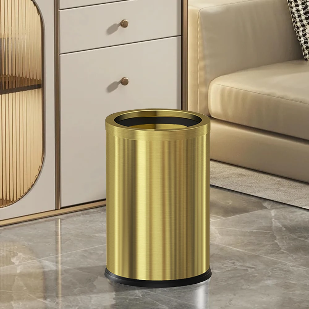 Gold Trash Cans without Lid, Stainless Steel Waste Bin for Bathroom,Bedroom,Kitchen,Living Room, Hotel