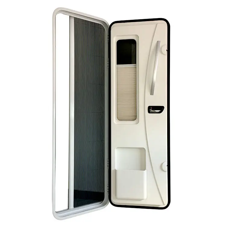 RV European Aluminum Trailer Door Caravan Double-Point Lock Door with Screen Door