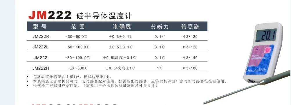 Портативный цифровой термометр JM222, высокоточный термометр с датчиком и автоматическим нагревом