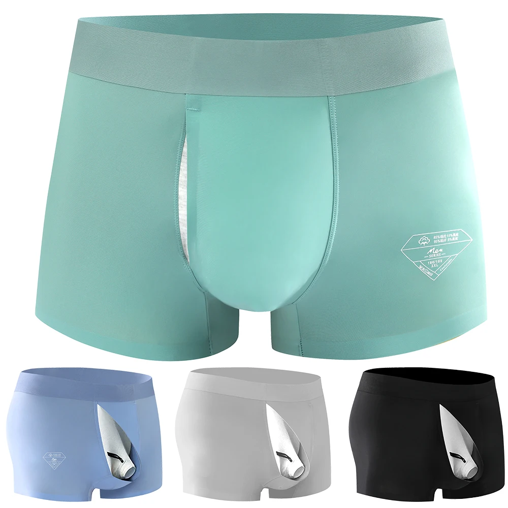 Men's Ice Silk Underwear for Foreskin Comfort Breathable Anti Chafing Boxers Moisture Wicking  Design for Sensitive Skin
