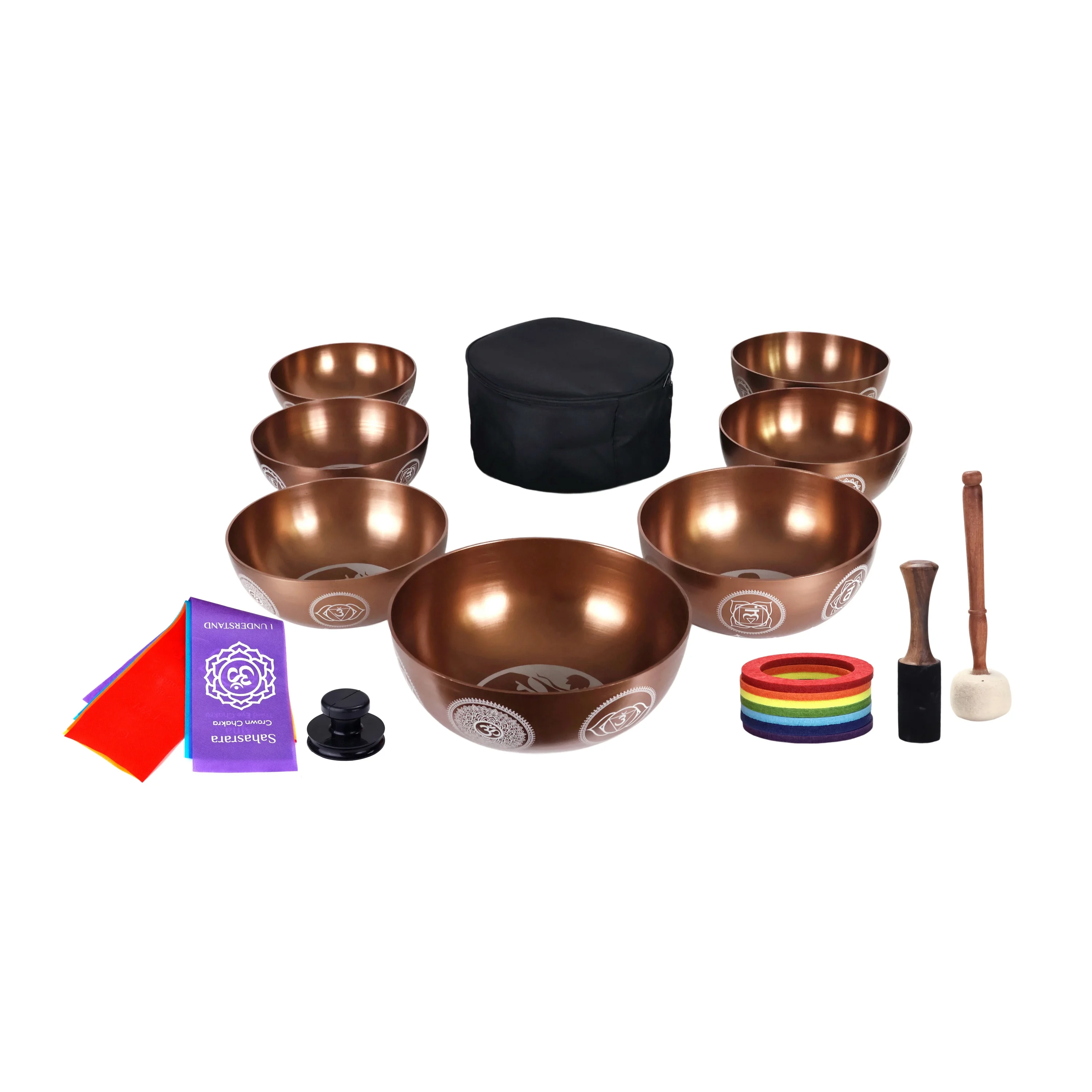 Singing Bowls Full Chakra Set Copper Color Of Schumann Frequency Therapy For Sound Healing Bath Ideal For Yoga
