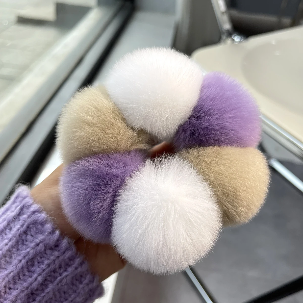 New Real Rabbit Fur Hair Rope Elastic Bands Woman Luxury Genuine Rubber Band Hair Ring Accessories Fur Fluffy Hair Ties Girls