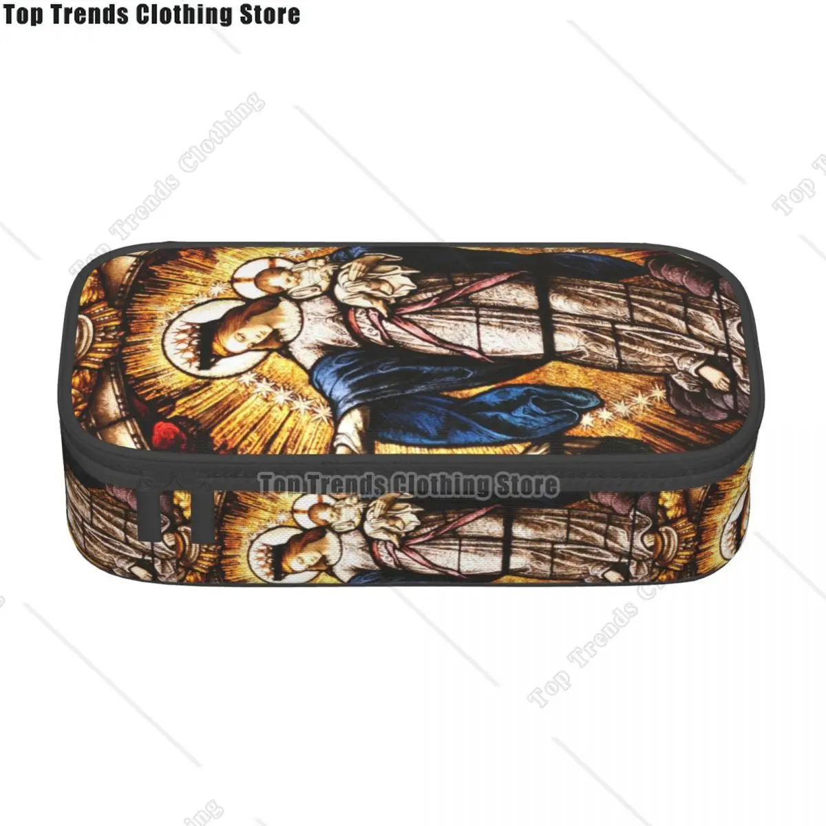 مقلمة مريم العذراء الكورية فتاة صبي سعة كبيرة الكاثوليكية سيدة غوادالوبي صندوق رصاص الطلاب القرطاسية