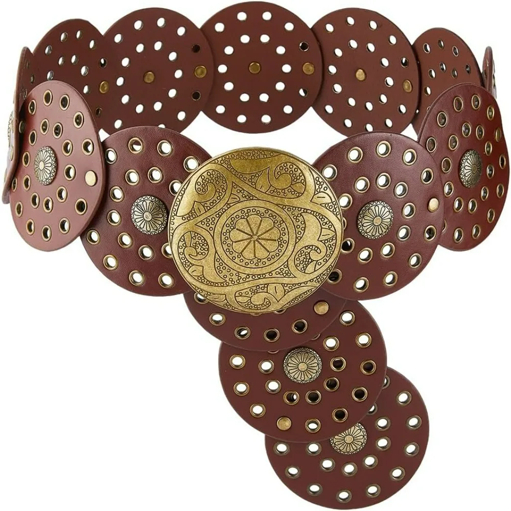 

Женский кожаный ремень в стиле бохо, винтажный, широкий, 9 см, для юбок и платьев