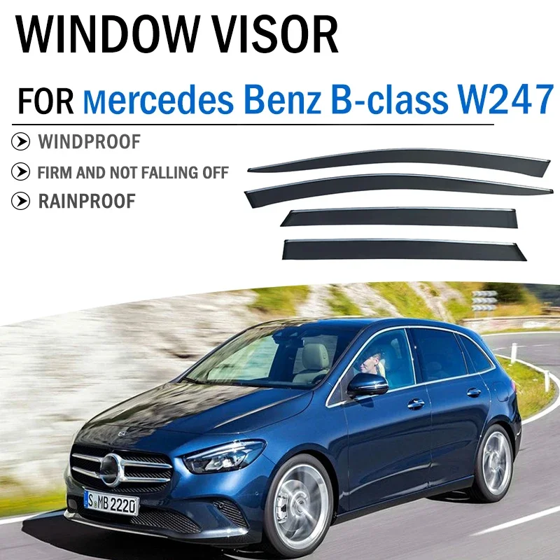 

FOR Mercedes Benz B class W247 2020-2023 Window Visor Deflector Visors Shade Sun Rain Guard Smoke Cover Shield Awning Trim