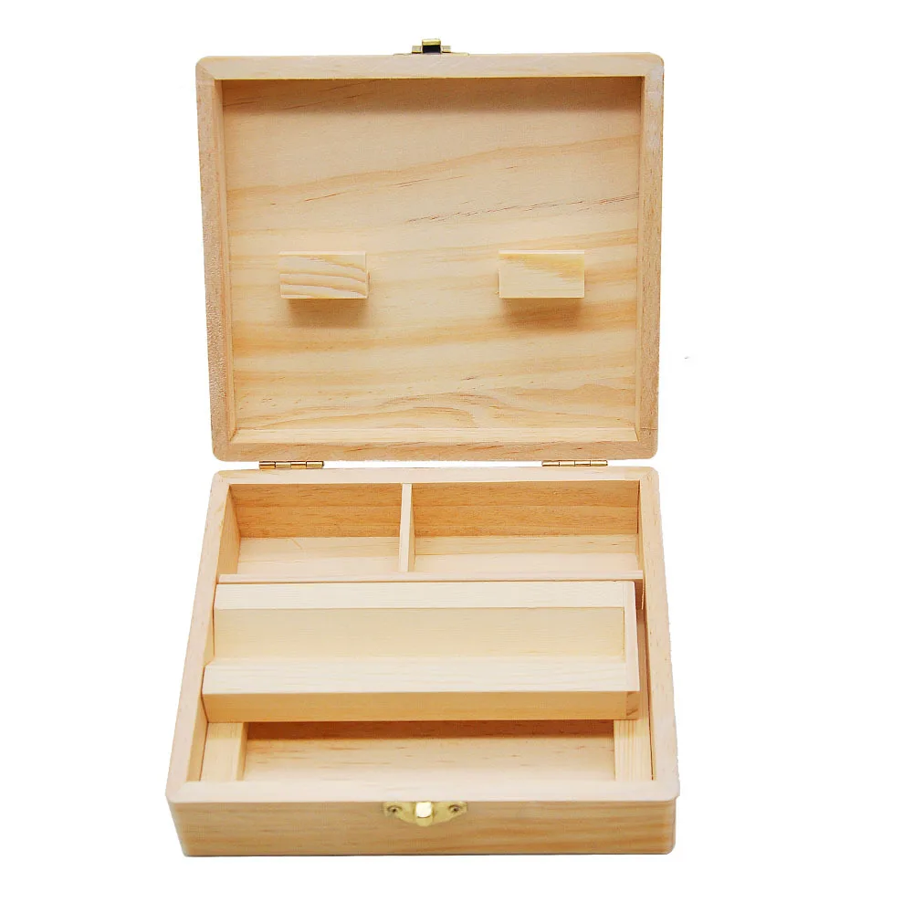 muti function Wooden Tobacco Herb Storage Box Stash Case Cigarette Tray Natural Handmade For grinders Smoking Pipe Accessory DIY