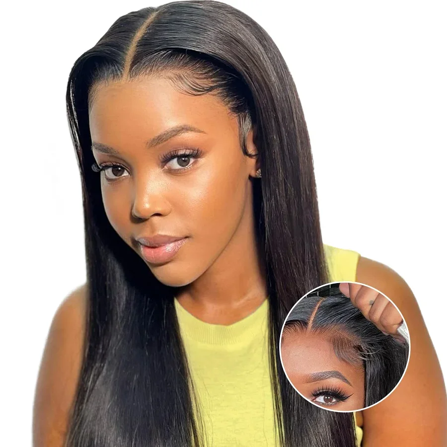 Glueless Lace Front Wig Human Hair Fast Shipping Pre Bleached Lace Frontal Wig Bling Hair Straight Glueless Wigs Human Hair