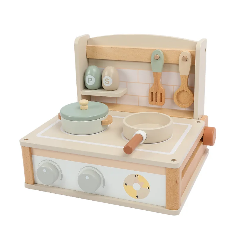 

Children's Cooking Wooden Kitchenette Toys Mini Simulation Toddler Playing House Set Wooden Desktop Kitchen Gift