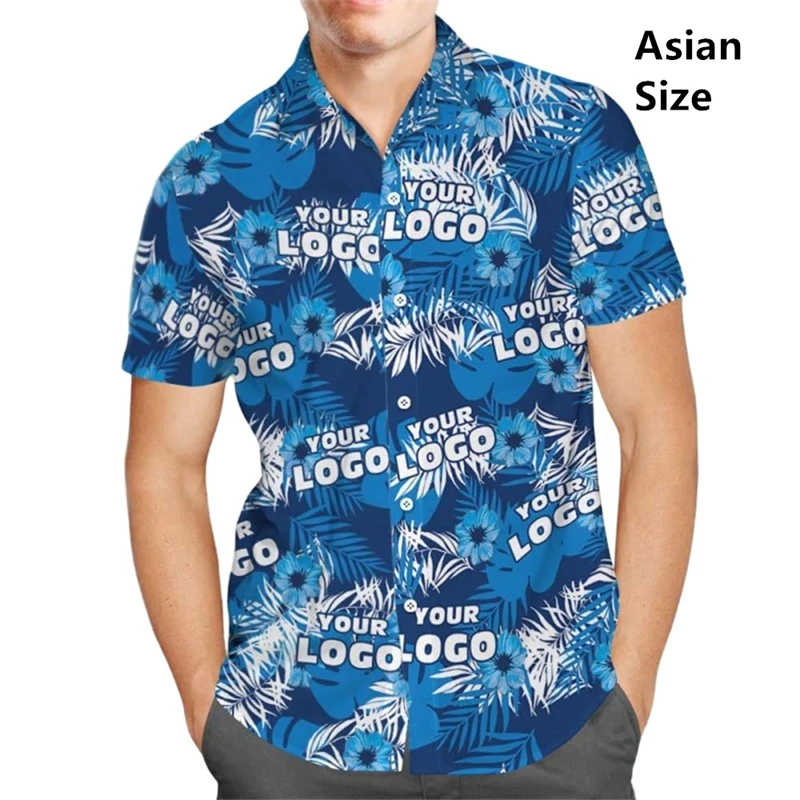 

Custom Logo Shirts Unisex Hawaiian Tee Shirts 3d Diy Print Funny Button Shirt Short Sleeves Aloha Beach Shirts Tops Clothing