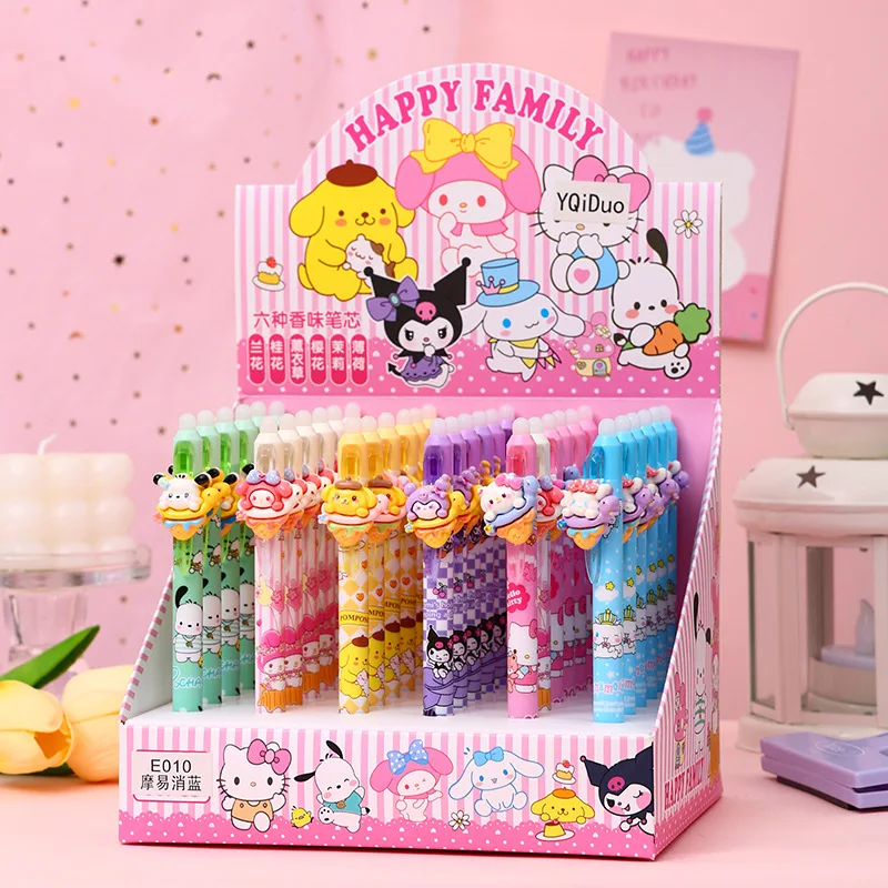 

Sanrio Erasable Gel Pen 36Pcs Cartoon My Melody Hello Kitty Kuromi Erasable Blue 0.5mm Press The Pen Friend Birthday Presen