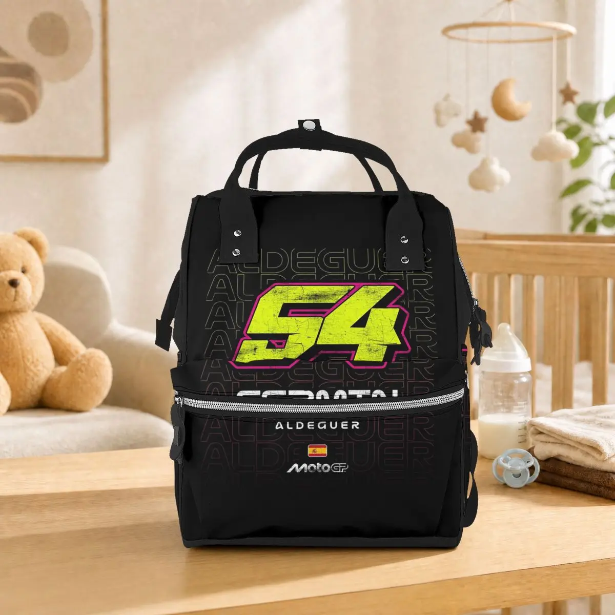 Fermin Aldeguer Number 54 Spain Ducati BK8 Gresini Racing MotoGP Student Backpack School Bag for Men Women Bookbag
