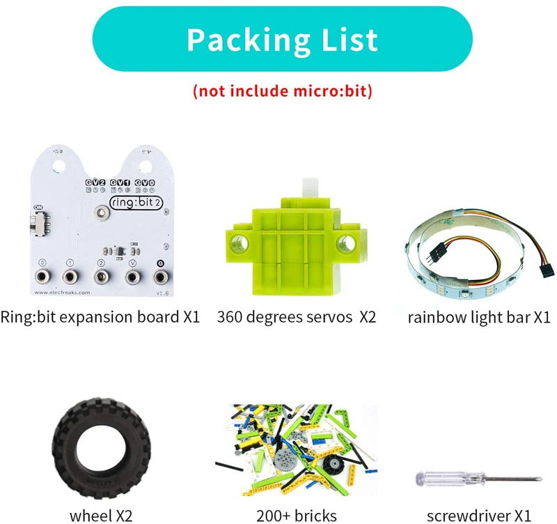 6 IN 1 Ring:bit Bricks Pack : Lego compatible building and coding kit for micro:bit （without micro:bit board）