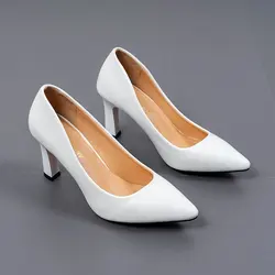 2024 Shoes Women Pumps Pointed Toe Fashion Single Shoes Shallow Casual Medium heels party Office shoes Large Size 38 39 41