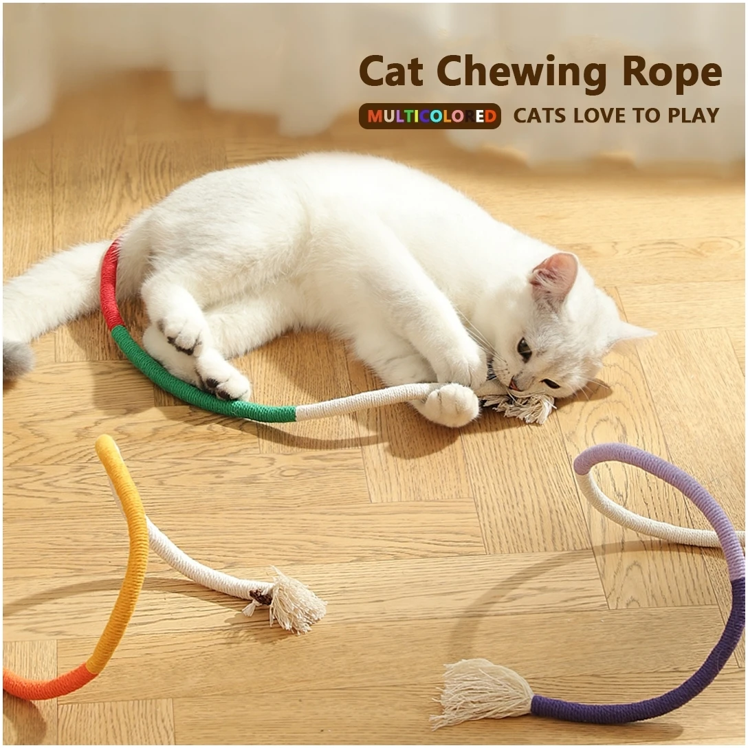 

Cat Bite Rope Toy Grinding Teeth Durable Teasing Cat Rope Toy Cat Scratcher Rope Toy Cotton Rope Bite-resistant Chewing Toy
