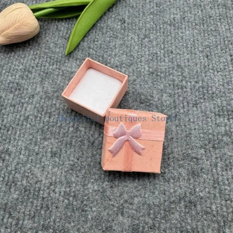 U4LF 30 Pieces Small Jewelry Gift Cases Cardboard Box With Lid Bowknot Designs for Rings Necklaces Earrings Pendants