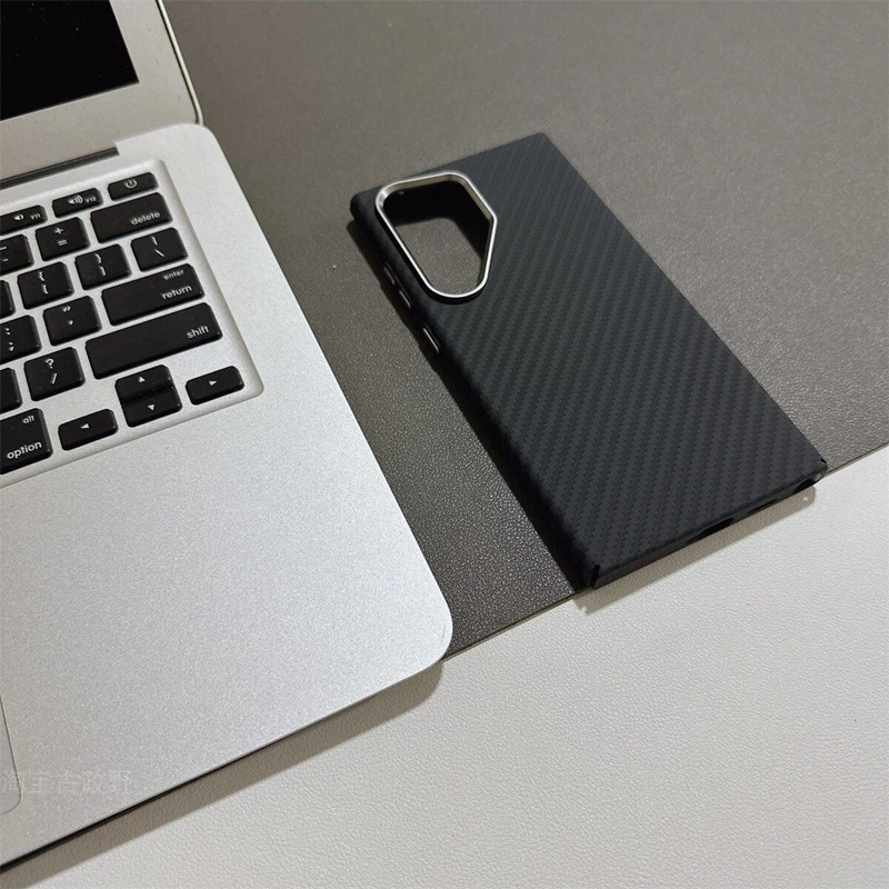 Magnetic Carbon Fiber Texture Case For Samsung Galaxy S25 S26 Ultra S24 S23 Plus Alloy Lens Wireless Charging Frosted PC Cover