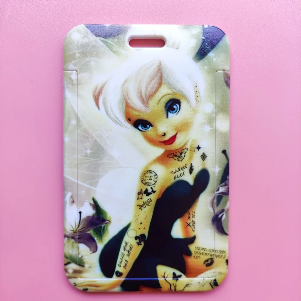 Disney Tinker Bell Girls Fashion Clerk ID Badge Card Holder with Lanyard for Office School ID, Credit Cards