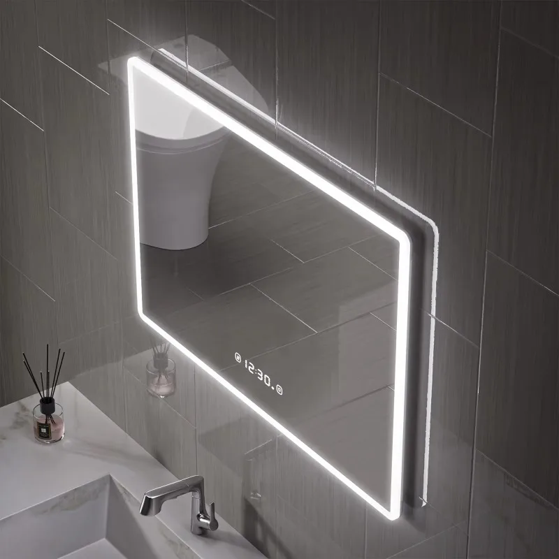 

[Горячая распродажа] Современное прямоугольное зеркало для ванной комнаты с подсветкой IP44, рамка для ПК, умные светодиодные индивидуальные зеркала для ванны для стены