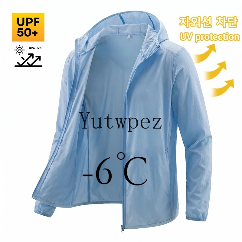 Men Sun Protection Jacket UPF50+ UV Cooling Hooded Quick Dry Lightweight Outdoor Hiking Fishing Skin Jacket Summer Breathable