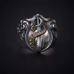 Pirate Kraken Rings for Men Women Vintage Medal Finger Ring Jewelry Gift Resizable