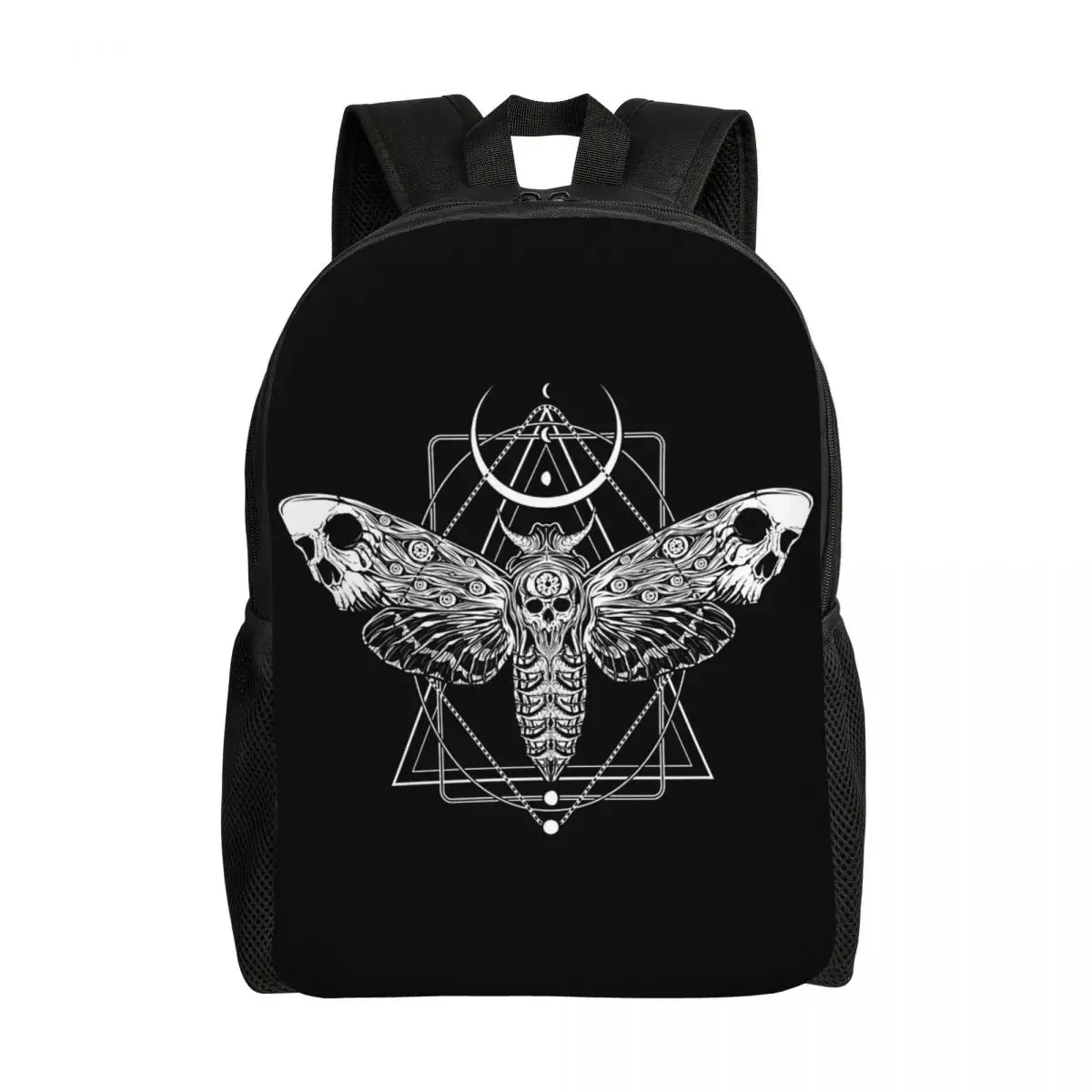 

Surreal Death Moth Travel Backpack Women Men School Laptop Bookbag Gothic Sacred Geometry College Student Daypack Bags