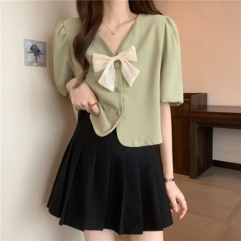 

Short Sleeve Shirts Womens Lace Pintuck Layered Slim Fit Shirt Party Sweet Feminine Artistic Statement Student Youthful Modern