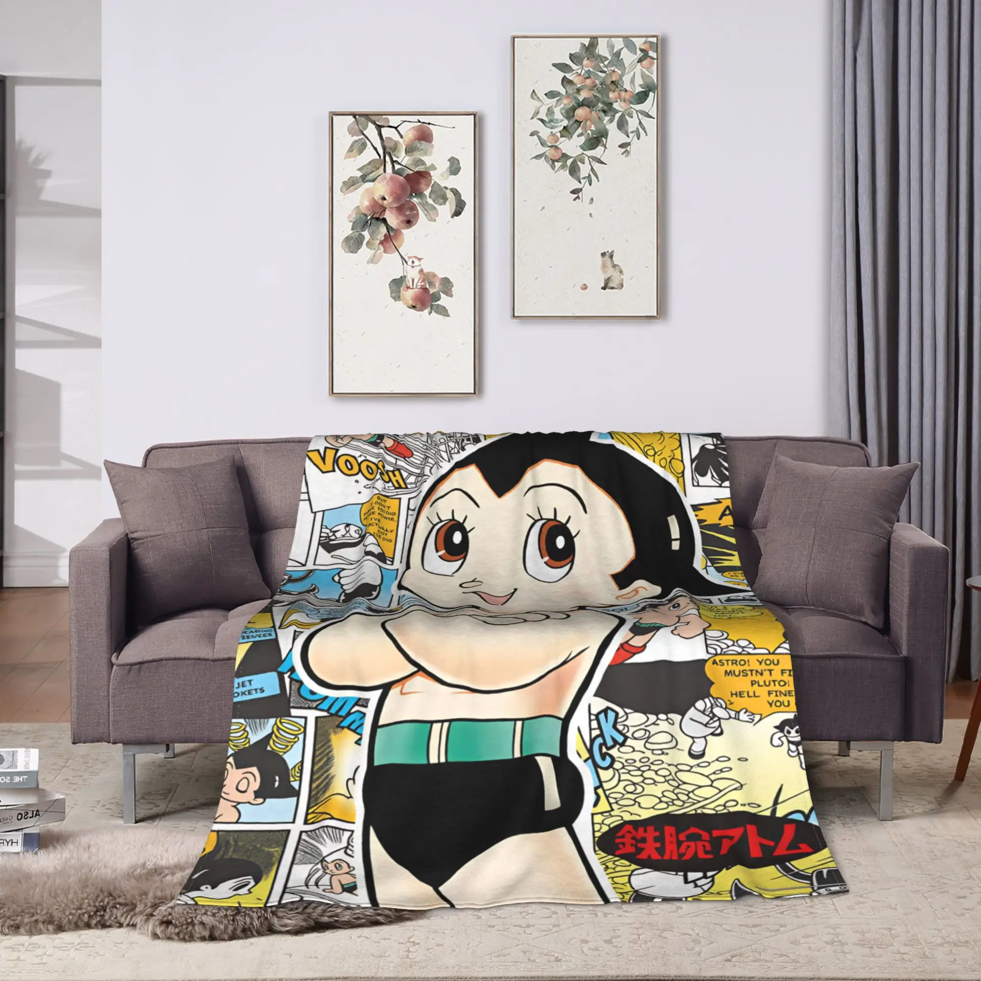 Astro Cartoon Boy Blanket  Soft Comfortable Plush Throw Blanket For Bedroom Picnic Flannel Bedspread Bed Cover
