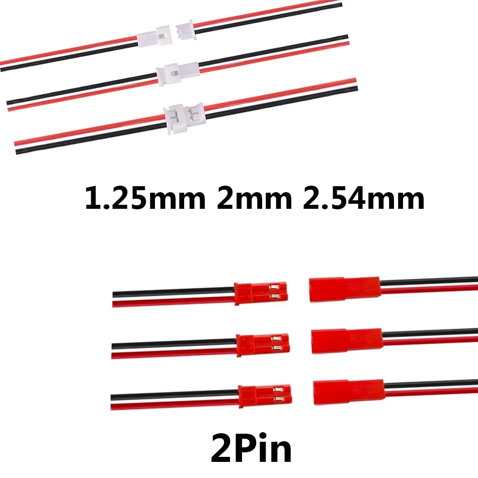 10/5/2 Pairs Small Mini 1.25mm PH2.0 XH2.54 2 Pin Male Female Plug Jack Connector Cable JST 1.25/2.0/2.54 2P Electronic Wire