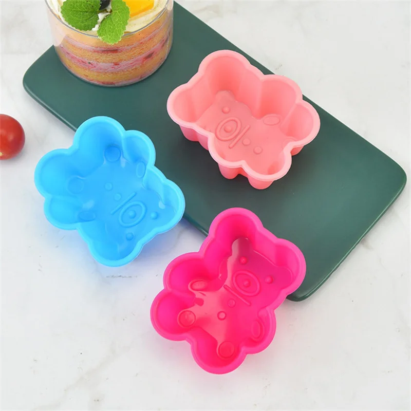 1Pcs Colorful Silicone Cupcake Liners Reusable Baking Cups Nonstick Easy Clean Pastry Muffin Molds Bears