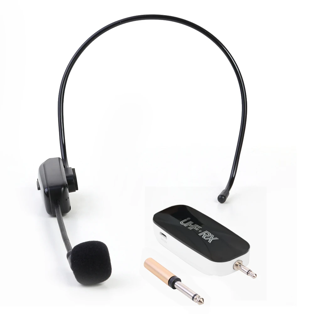 2 IN 1 Handheld UHF Wireless Microphone Headset Professional Head-Wear Mic 30M Range Transmitter Receiver for Voice Amplifier