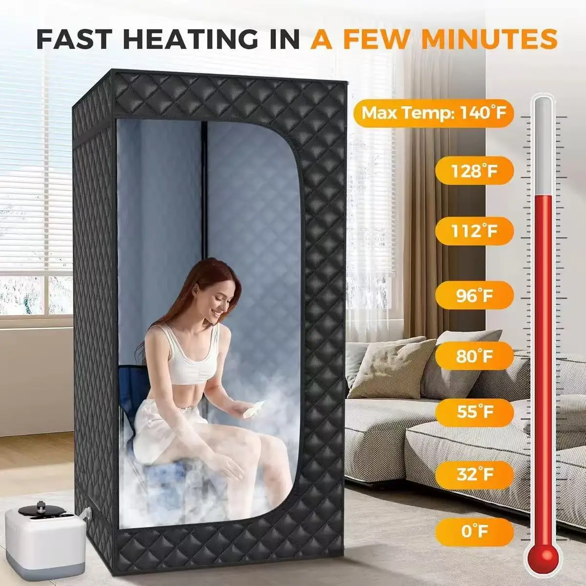 

Full Body Steam Sauna Rooms with 3L Steam Pot One Person Sauna Spa with Temperature Remote Control Detox Therapy Sauna Box Tent