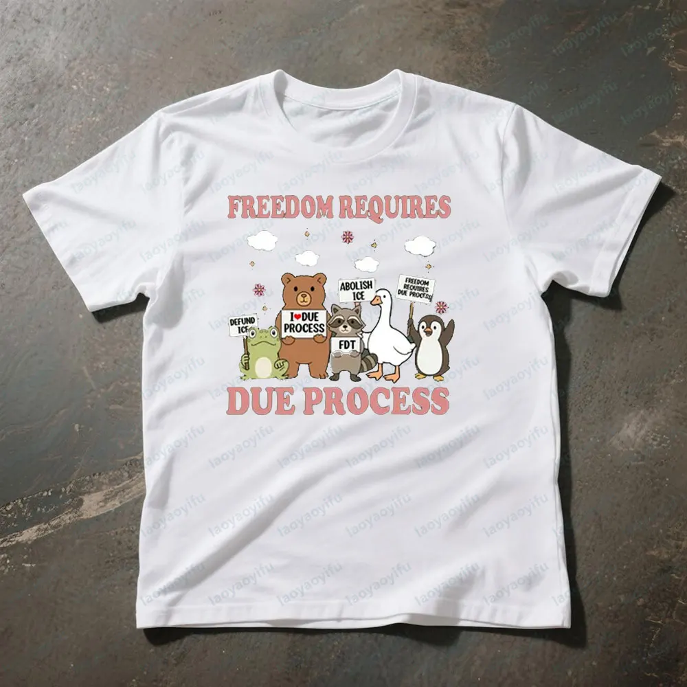 Defund ICE Protest Shirt Animals Equal Rights Tee Street Activist Attire Men Women Daily Life Graphic Printed T-shirt Cotton Tee