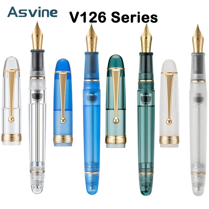 Asvine V126 Vacuum Filling Fountain Pen EF/F/M Nib Acrylic Transparent Ink Writing Pen School Business Office Supply Stationery