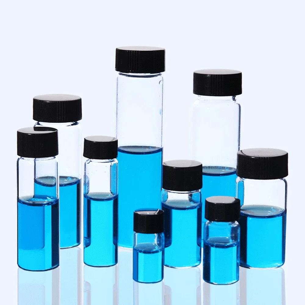 1 2 3 5 10 15 20 30 40 50 60ml Transparent Glass Screw Cap Sample Essential Oil Bottle Labrotary Glassware Chemical Experiment