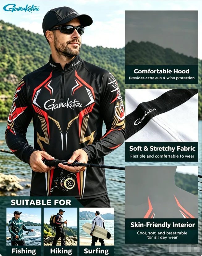 

New Fishing Clothing Summer Men Long Sleeve Outdoor Hiking Cycling Fishing Jacket Quick Dry Breathable Fishing Shirts