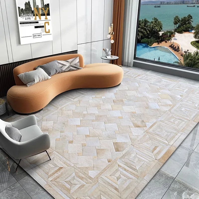 Large Customize Real Cowhide Carpet Handmade Patchwork Natural Cow Fur Rug Bedroom Soft Luxury Carpets for Living Room Home Mat