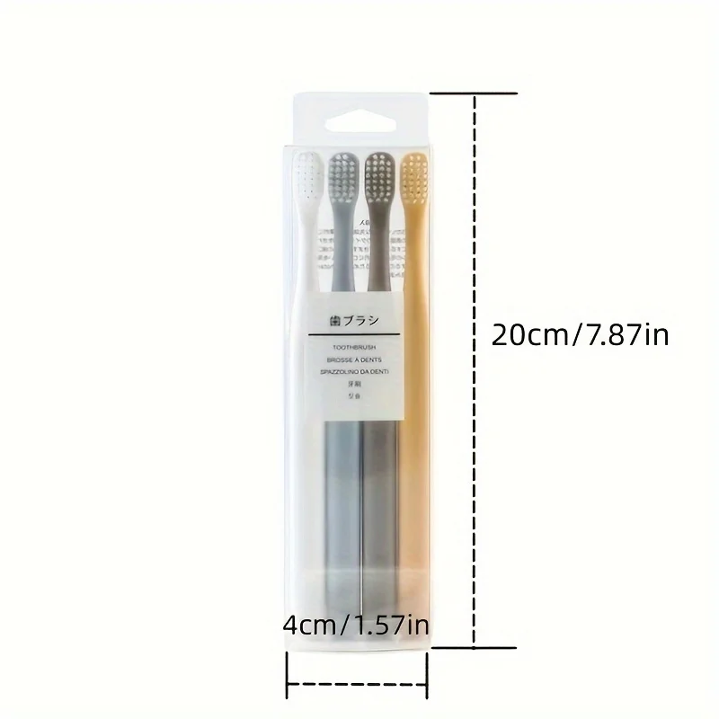 4pcs/box Macaron Japanese Toothbrush - Soft Bristle, Adult Small-headed, Disposable Household Manual Toothbrush