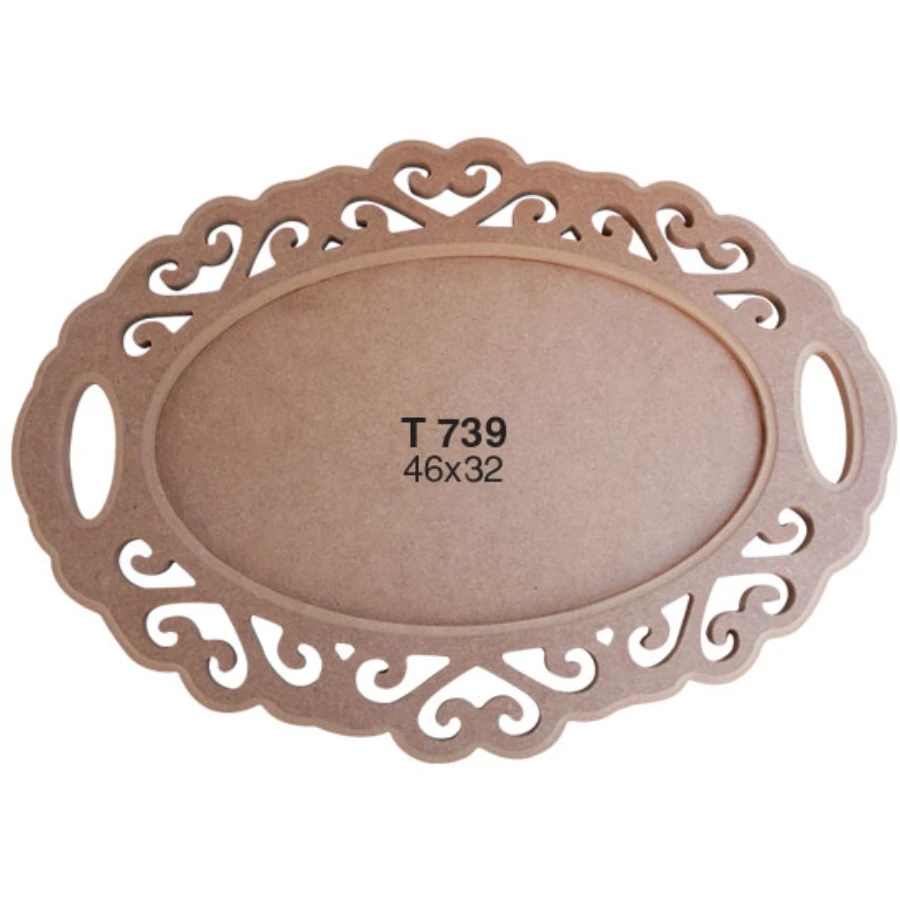 T739 Embroidered CNC Tray, Can Be Painted Mdf Wood Tray