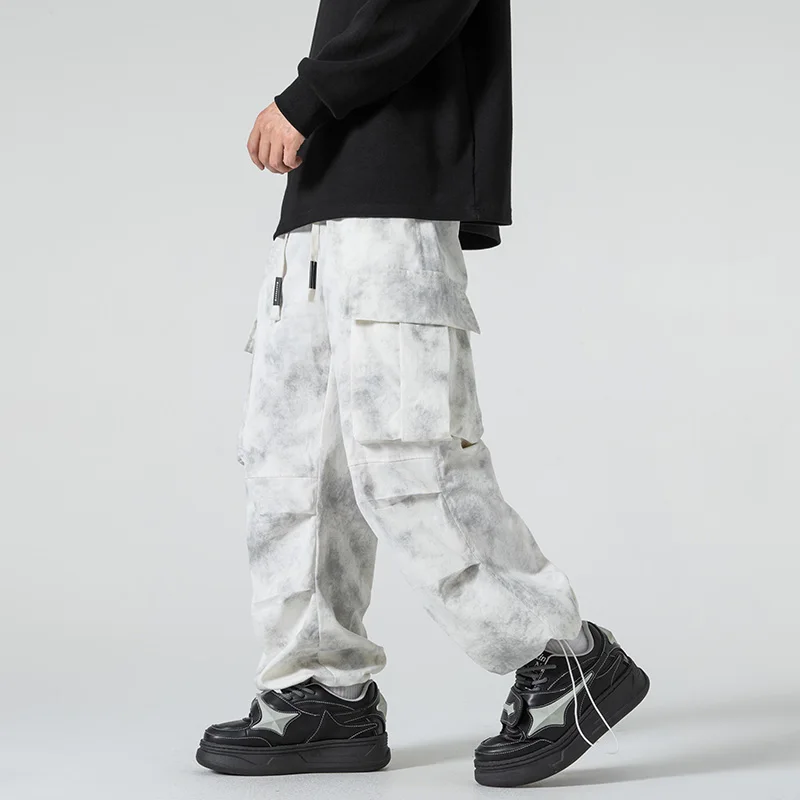 Tie Dye Cargo Pants Harajuku Streetwear Men Women Wide Leg Straight Trousers Oversize Aesthetic Korean Fashion Casual Pants