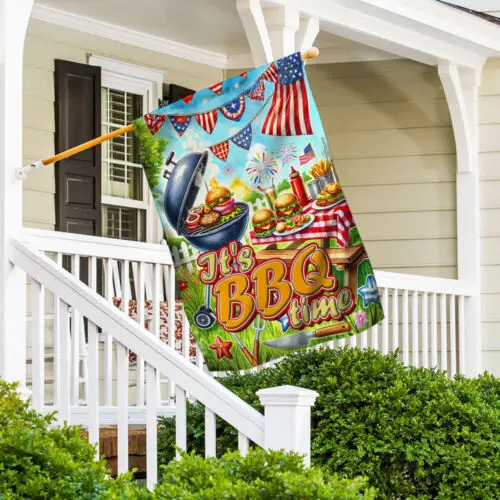 Happy 4th of July It’s BBQ Time, BBQ Summer Flag Garden Flag