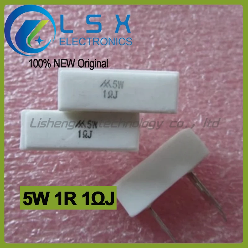 

10-50pcs 5W 1R 1 Ω j 1 Euro 5% Vertical Ceramic Cement Resistors Ceramic Shell Resistors New and Original