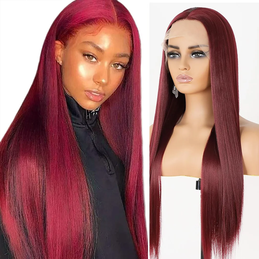 

99J Burgundy 13X6 HD Lace Frontal Wigs Straight Colored Red Lace front Wigs 200 Density Lace Front Wig Human Hair Wigs for women