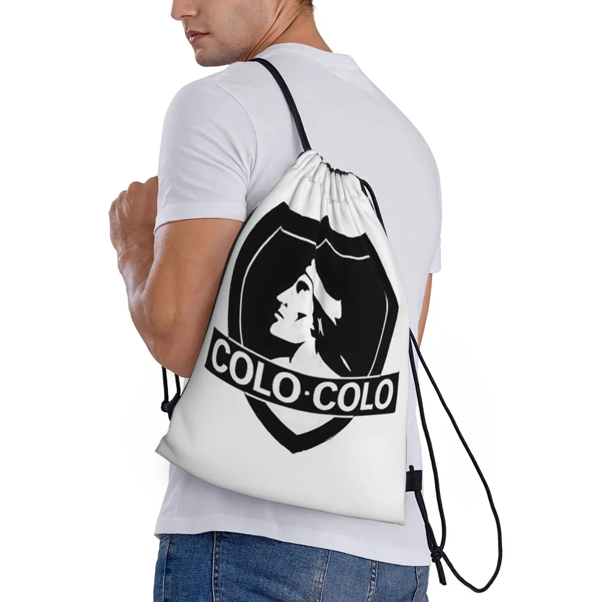 

Social Y Deportivo Colo-Colo Backpacks Portable Drawstring Bags Storage Bag Book Bags for Travel Students