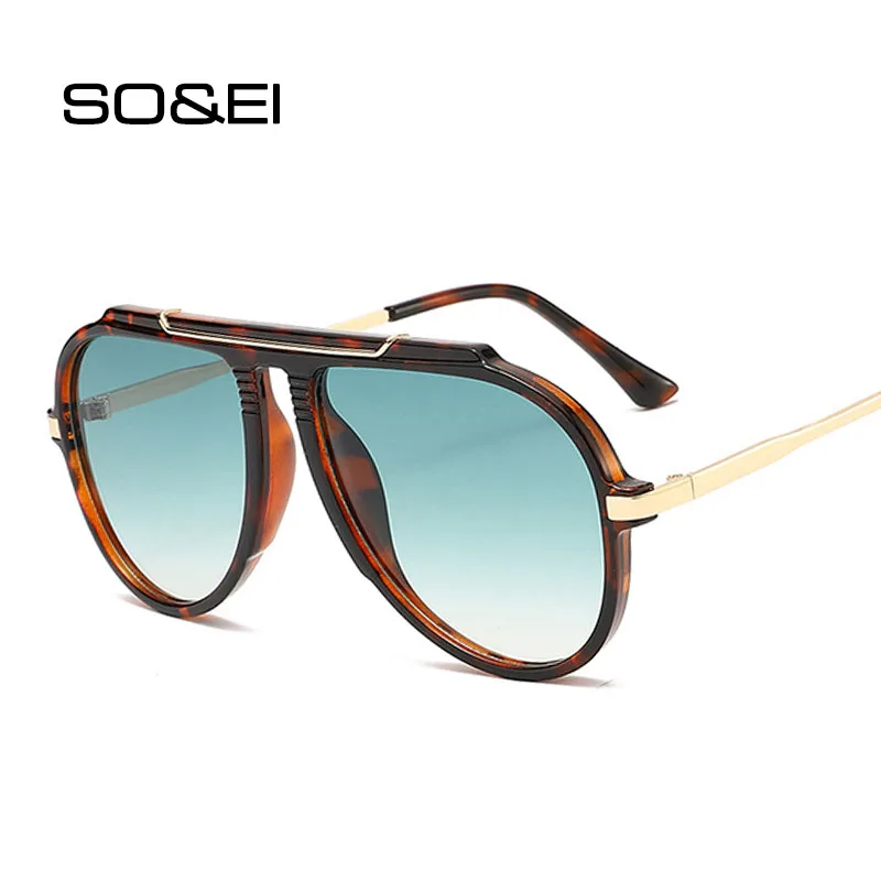 SO&EI Fashion Pilot Damen-Sonnenbrille, trendige Herren-Sonnenbrille mit Farbverlauf, UV400